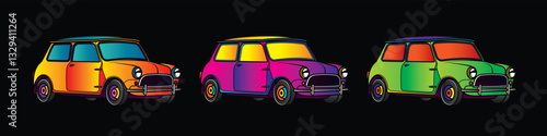 Racing retro car. Original vector illustration in vintage style.