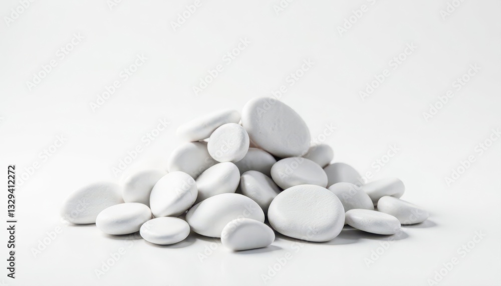 A mound of pristine white stones against a pure white backdrop , element, white, still life A mound of pristine white stones against a pure white backdrop , element, white, still life