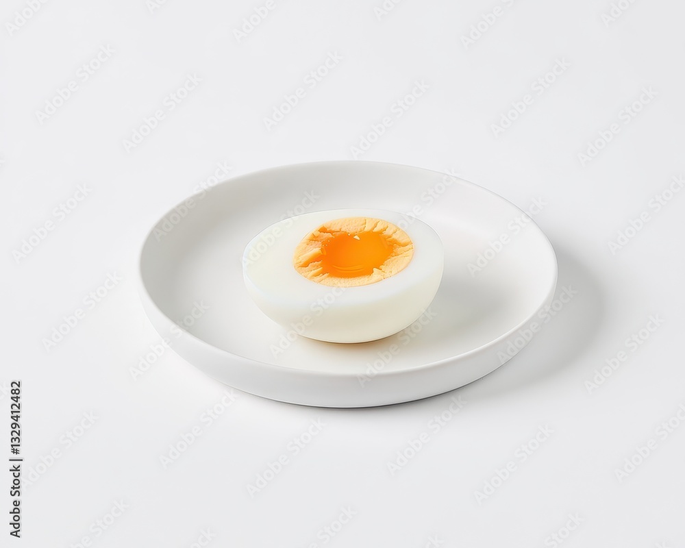 Half Boiled Egg on White Plate Half Boiled Egg on White Plate