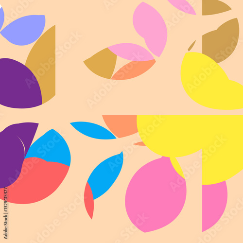 Composition of colored abstract geometric shapes