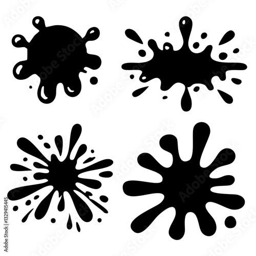 Set of vector ink blots, paint splashes