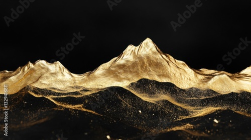 Golden Mountain Range. Black background
