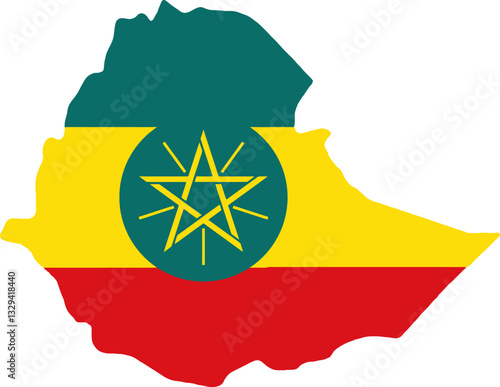 Ethiopia flag on the map illustration vector