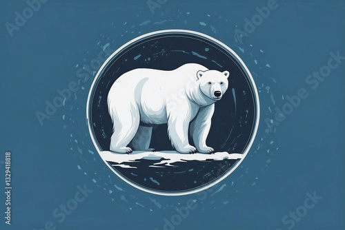 Minimalist Logo Featuring a Cute Polar Bear in a Circle on a White Background