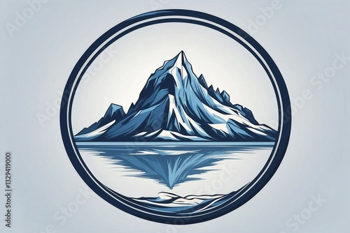 Minimalist Logo Featuring an Iceberg in a Circle on a White Background