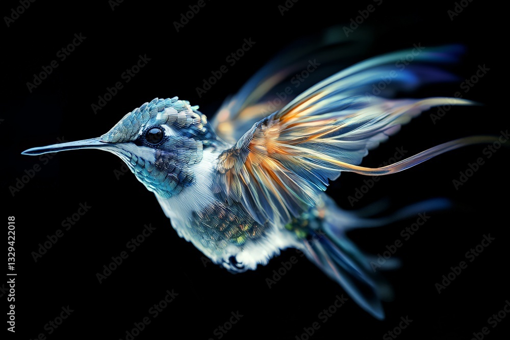 Fototapeta premium Iridescent Hummingbird in Flight