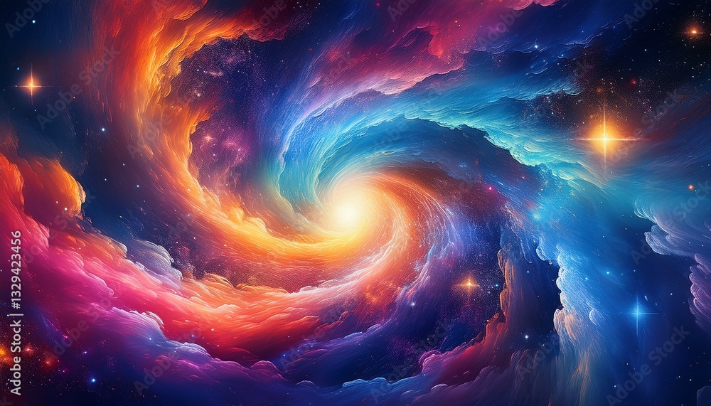 Vibrant galaxy swirls and colorful nebula clouds merge to create a mystical, cosmic atmosphere full of wonder and light Vibrant galaxy swirls and colorful nebula clouds merge to create a mystical, cosmic atmosphere full of wonder and light