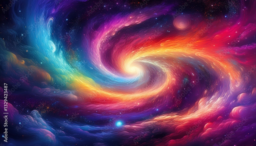 Vibrant galaxy swirls and glowing nebula clouds blend in cosmic hues, creating a mystical, dreamlike atmosphere filled with stars and radiant celestial energy.
Vibrant galaxy swirls and glowing nebula clouds blend in cosmic hues, creating a mystical, dreamlike atmosphere filled with stars and radiant celestial energy.