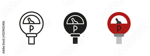 Parking meter icon. Timed street parking payment device vector illustration. Urban vehicle regulation symbol for controlling parking duration, enforcing tariffs and ensuring efficient space management