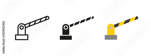 Barrier icon. Security gate vector illustration representing restricted access, parking control and checkpoint management. Safety symbol used for roadblocks, entrances and passage regulation.