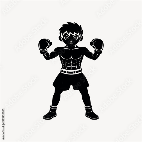 A boxer silhouette on white background 