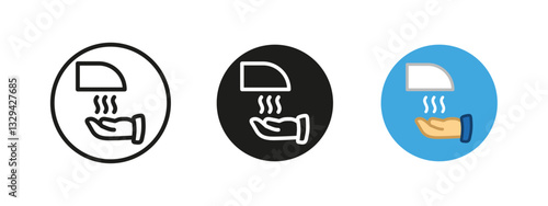 Hand dryer icon. Automatic air-blowing vector illustration for hygiene and sanitation in public restrooms. A touchless drying solution for clean and safe hand washing.