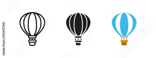 Balloon icon. Hot air balloon vector illustration symbolizing travel and adventure. Floating transport for scenic sky tours, tourism and exploration. A relaxing way to enjoy aerial views.