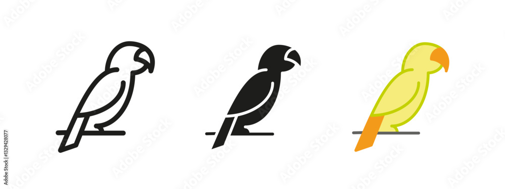 Parrot icon. Perched tropical bird with a curved beak vector illustration. Represents exotic wildlife, pet birds and jungle themes. Ideal for nature and animal designs. Parrot icon. Perched tropical bird with a curved beak vector illustration. Represents exotic wildlife, pet birds and jungle themes. Ideal for nature and animal designs.