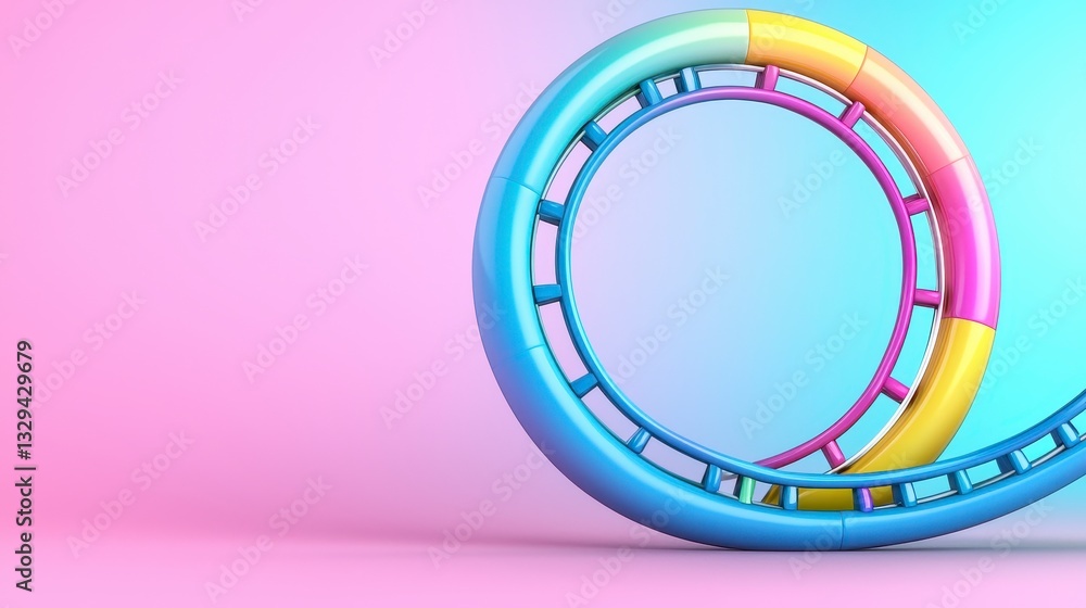 Abstract Pastel Rainbow Rollercoaster Track on Pink and Blue Background Abstract Pastel Rainbow Rollercoaster Track on Pink and Blue Background