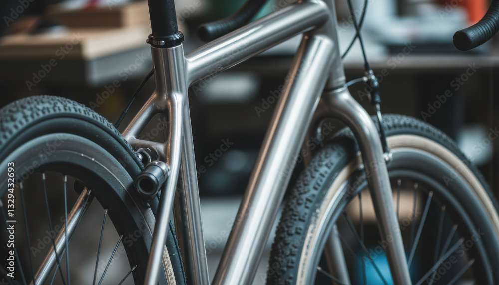 Obraz premium Close-up of a shiny, clean bicycle with polished frame and parts