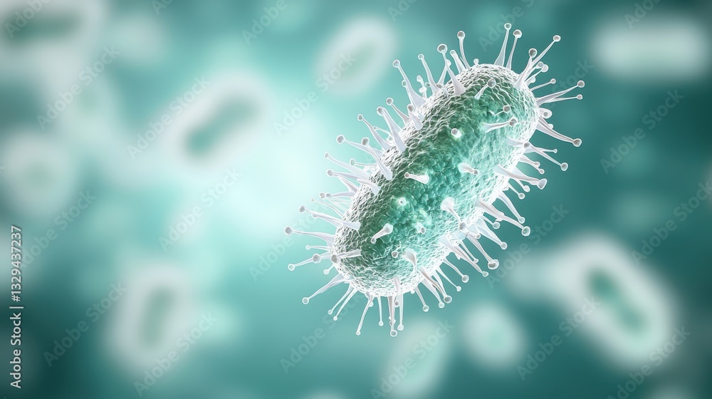 Fototapeta premium Microscopic view of a bacterium in vibrant colors.