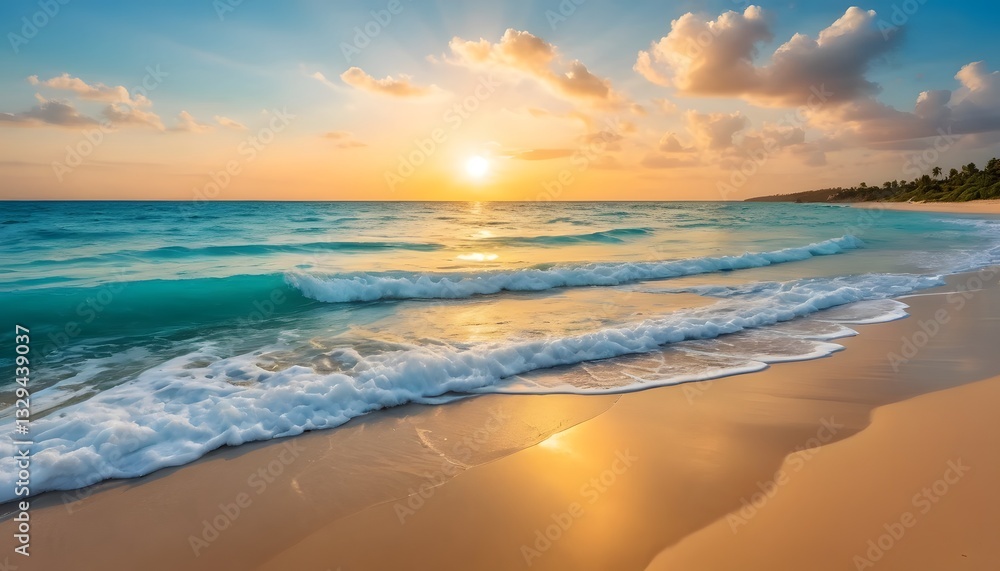 Obraz premium Breathtaking sunset over a tranquil tropical beach