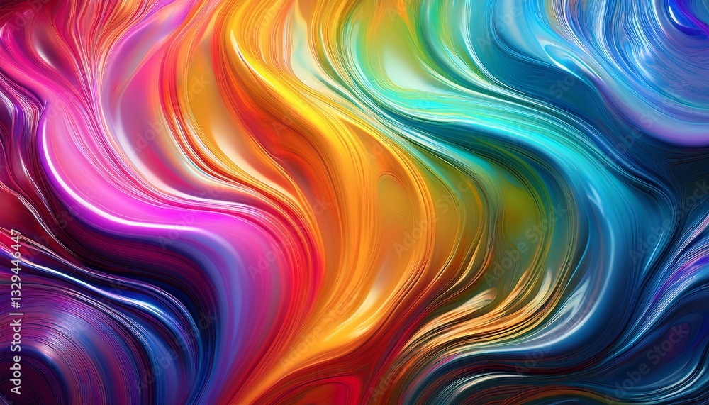 Obraz premium Multi-color gradient shifting through a rainbow of hues, creating an ethereal, fluid effect with a vibrant and smooth flow. 