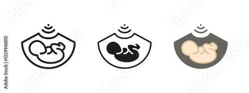 Ultrasound baby icon. Pregnancy scan vector illustration. Symbol of fetal monitoring, prenatal care or maternity health. Medical ultrasound examination, fetal development or pregnancy diagnostics sign