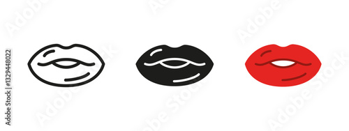 Lips icon. Seductive feminine mouth vector illustration. Stylish beauty and makeup symbol. Romantic and sensual pictogram for fashion and cosmetic concept.