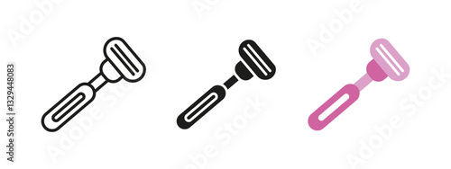 Woman's razor icon. Modern shaving tool vector illustration. Hygiene and grooming symbol representing smooth skin, self-care and personal hygiene essentials. Epilation pictogram.