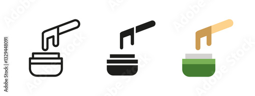 Waxing icon. Hand applying wax for epilation vector illustration. Beauty and skincare symbol representing smooth skin, hair removal and professional spa treatments.