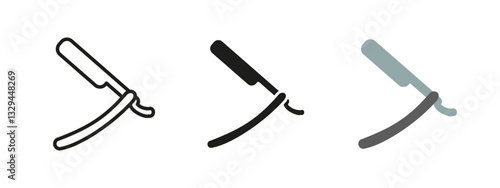 Straight razor icon. Classic barber tool vector illustration. Grooming and shaving symbol representing vintage barbershop style, sharp precision and professional self-care.