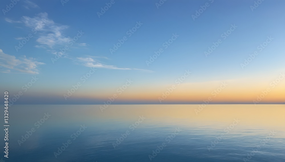 Serene reflection of the sky on a calm tranquil body of water