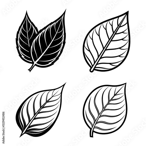 highly detailed realistic leaf icon. modern minimalist vector leaf. glossy green leaf with natural veins.