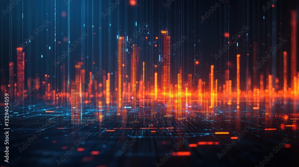 Naklejka premium 3D visualization of financial growth graph with upward trend