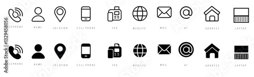 Essential contact methods represented with line icons and glyph icons