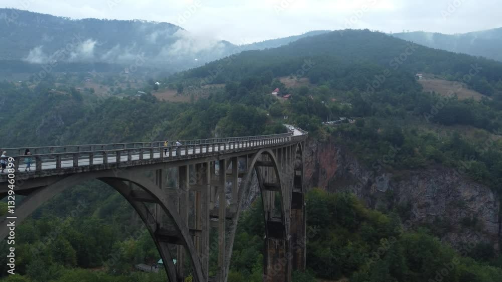 Djurdzhevicha Bridge, bridge, sky, landscape, mountain, travel, nature, river, trees, railway, view, Montenegro 4k drone video Djurdzhevicha Bridge, bridge, sky, landscape, mountain, travel, nature, river, trees, railway, view, Montenegro 4k drone video