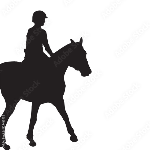 Silhouette of a horse and jockey in harness racing, with a horse drawn carriage in motion, isolated on a white background
