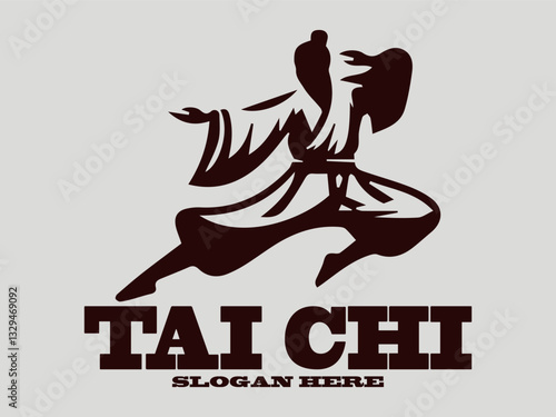 tai chi Dynamic martial arts figure silhouette in action pose. Sport graphic design. tai chi Chinese martial arts, tai chi is an interesting martial art. suitable for martial arts vector logo