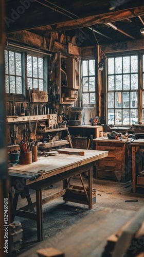 Wallpaper Mural Carpenters creating custom furniture in a workshop, combining function with aesthetic appeal. Torontodigital.ca