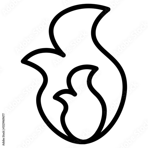 Flame Burn Fire Line Icon