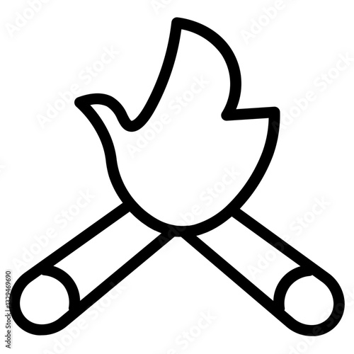 Flame Burn Fire Line Icon