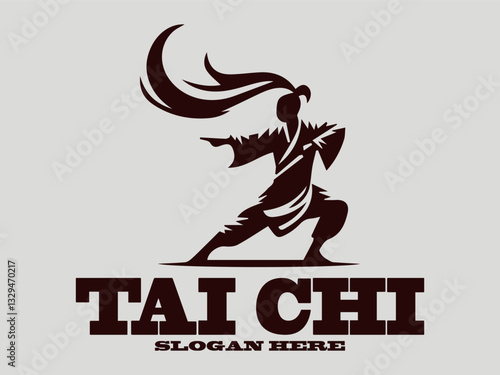 tai chi Dynamic martial arts figure silhouette in action pose. Sport graphic design. tai chi Chinese martial arts, tai chi is an interesting martial art. suitable for martial arts vector logo