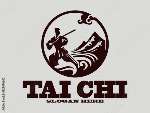 tai chi Dynamic martial arts figure silhouette in action pose. Sport graphic design. tai chi Chinese martial arts, tai chi is an interesting martial art. suitable for martial arts vector logo