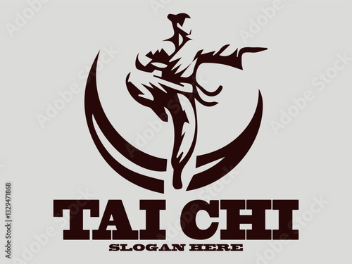 tai chi Dynamic martial arts figure silhouette in action pose. Sport graphic design. tai chi Chinese martial arts, tai chi is an interesting martial art. suitable for martial arts vector logo