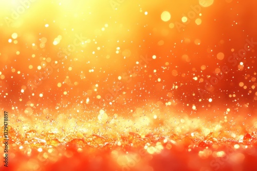 A shimmering golden and orange background with sparkling particles creating a vibrant, warm atmosphere.
