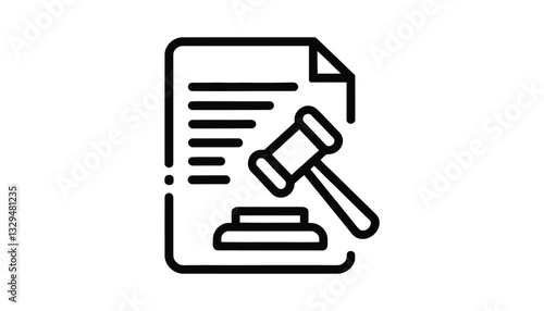 Legal Document with Gavel Icon Vector.