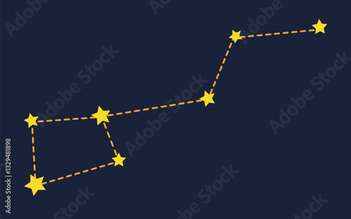 Constellation, Ursa Major. Vector of starry sky made by hand in flat cartoon style