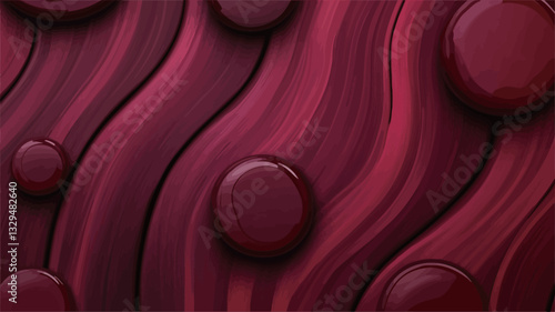 The image presents a digitally rendered abstract background featuring a repeating wave pattern in varying shades of burgundy.  The waves are smooth and curved, creating a sense of depth and