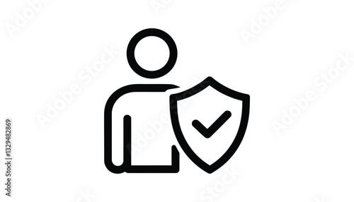 Personal Security Protection Icon with Shield and Checkmark.