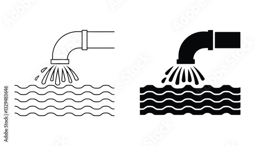 Water Pipe Flowing Wastewater Icon.