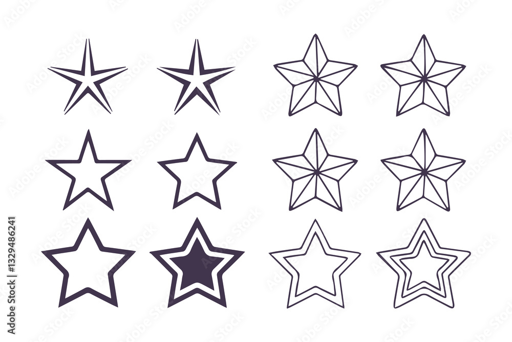 Star Icon Collection, Diverse Star Shapes, Black Star Symbols, and Sparkle Vector Clipart Isolated Illustration. Star Icon Collection, Diverse Star Shapes, Black Star Symbols, and Sparkle Vector Clipart Isolated Illustration.
