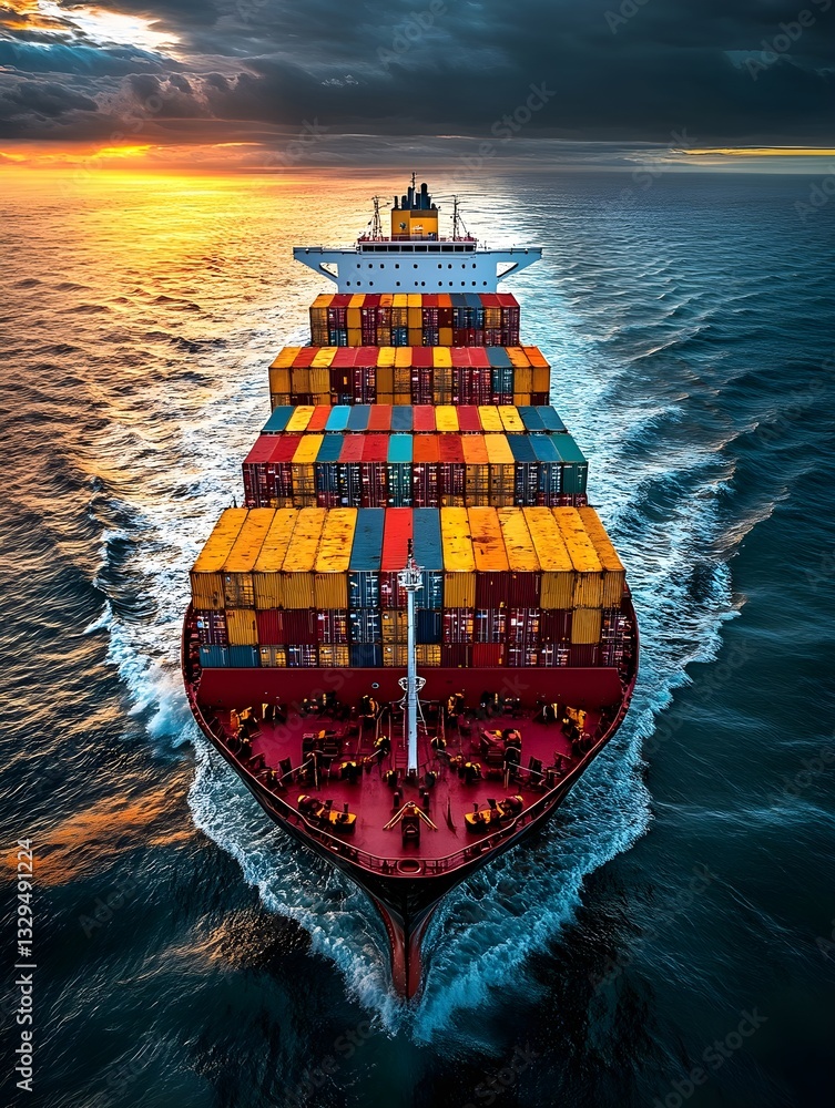 Fototapeta premium A container ship at sea