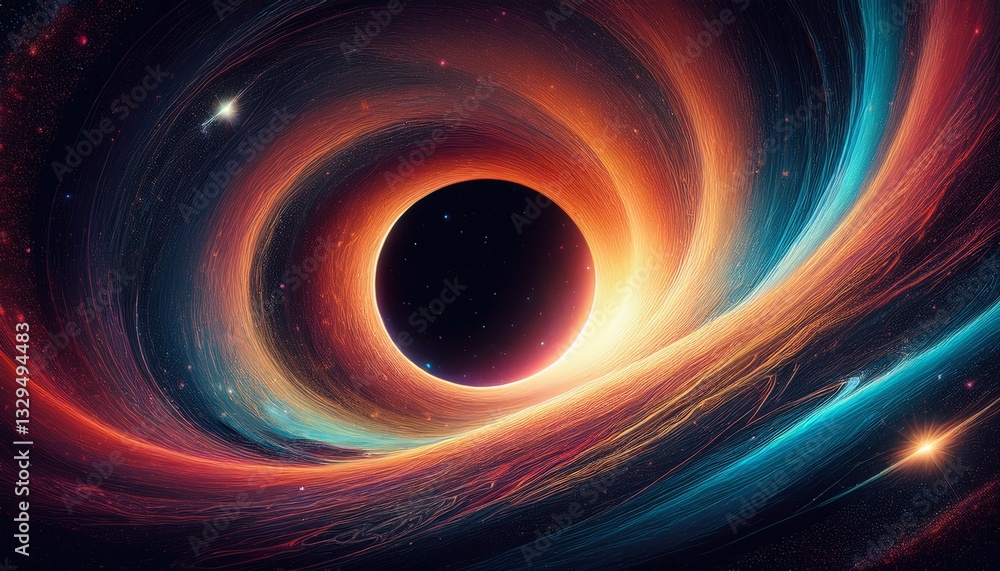Abstract Black Hole Representation. Swirling gradients & cosmic dust. Mysterious, cosmic, dramatic design Abstract Black Hole Representation. Swirling gradients & cosmic dust. Mysterious, cosmic, dramatic design